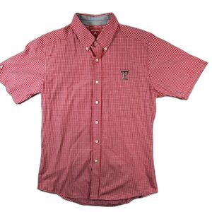 Texas Tech Red Raiders Shirt Mens Medium Plaid Antigua Button Down Short Sleeve